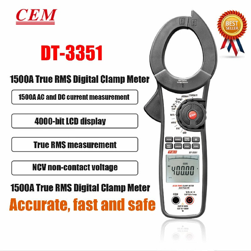 CEM DT-3351 DT-3352 DT-3353 Digital Multimeter Ture RMS Handheld Clamp Meter AUTO Inrush Current Measurement HD LCD Display CEM DT-3351 DT-3352 DT-3353 Digital Multimeter Ture RMS Handheld Clamp Meter AUTO Inrush Current Measurement HD LCD Display